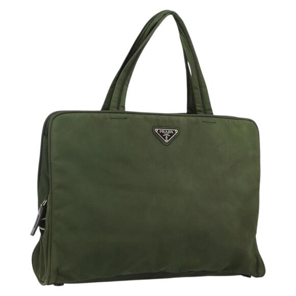 PRADA Tote Bag Nylon Khaki Silver - Picture 1 of 13